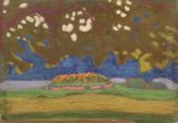 Massif De Geranium Oil Painting by Alfred Lesbros