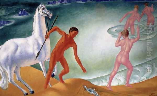 The Thirsty Warrior, 1915 Oil Painting by Kuzma Sergeevich Petrov-Vodkin