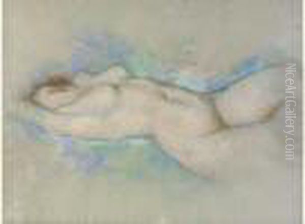 Nu Bleu Oil Painting by Lucien Levy-Dhurmer