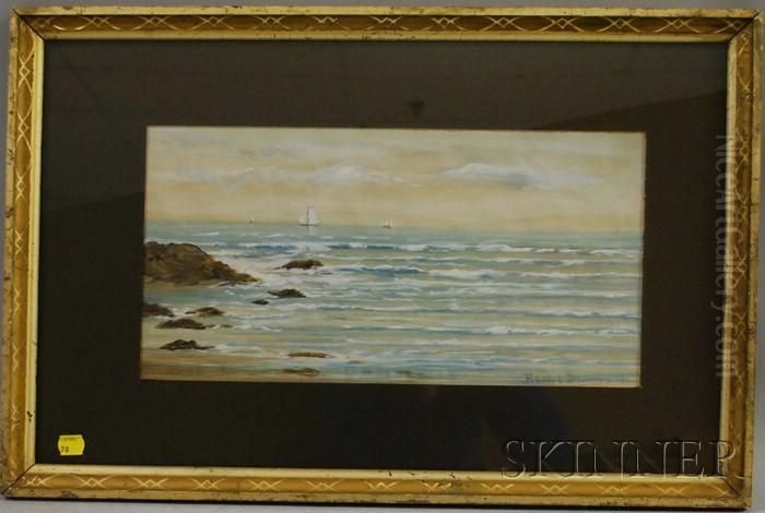 Seascape With Distant Ships Oil Painting by Edmund Darch Lewis