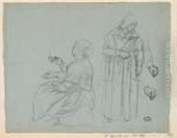 Due Donne Bretoni Oil Painting by Leon Augustin Lhermitte