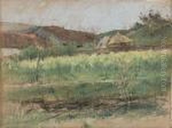 Chaumieres Aux Environs De Villerville Oil Painting by Leon Augustin Lhermitte