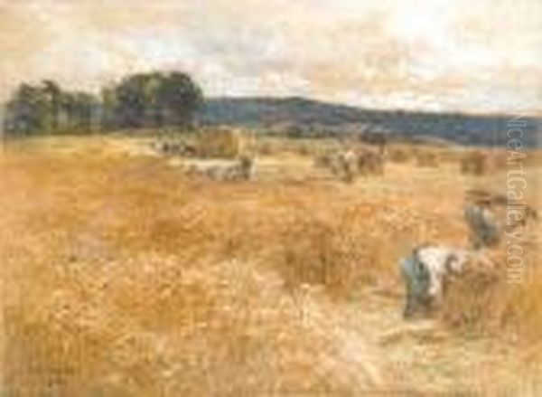 Les Moissonneuses Ou Moisson, 
Orage, Sold Witha Photographic Print Of The Work Signed By The Artist Oil Painting by Leon Augustin Lhermitte