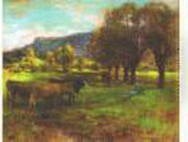 Vaches Au Paturage Oil Painting by Leon Augustin Lhermitte