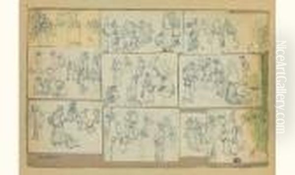 Etude Pour Le Marche De Cauterets De 1881 Oil Painting by Leon Augustin Lhermitte