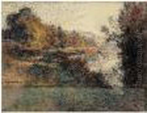 Bord De Seine En Automne Oil Painting by Leon Augustin Lhermitte