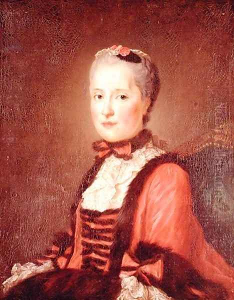 La Dauphine Marie-Josephe de Saxe 1731-67 attributed to Jean Marc Nattier 1685-1766 or Jean Baptiste Perroneau 1715-83 Oil Painting by Jean-Baptiste Perroneau