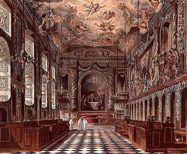 The Royal Chapel, Windsor Castle from Pynes Royal Residences, 1818 Oil Painting by William Henry Pyne