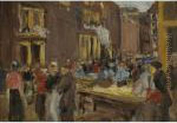 Judengasse In Amsterdam, 
Uildenburgersteeg Ecke Jodenbreestraat(jewish Quarter In Amsterdam) Oil Painting by Max Liebermann