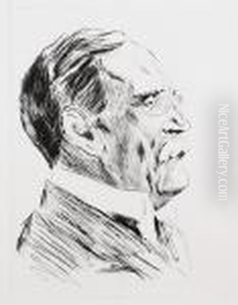 4 Bll.: Selbstbildnis, Im Freien
 Zeichnend. Portrat Geheimer Rat Bode. Selbstbildnis Im Strohhut. 
Selbstbildnis Des Zeichnenden Oil Painting by Max Liebermann