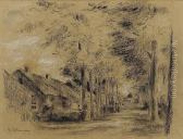 Village Street In Laren Oil Painting by Max Liebermann