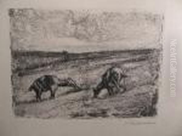 Grasende Ziegen Oil Painting by Max Liebermann