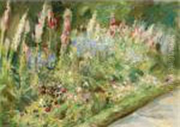 Property From The Buhler-brockhaus Collection
 

 
 
 

 
 Blumenstauden Im Nutzgarten Nach Sudwesten (flower Shrubs In The Garden To The Southwest) Oil Painting by Max Liebermann