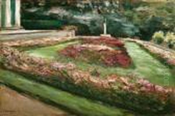 Blumenterrasse Im Wannseegarten Oil Painting by Max Liebermann