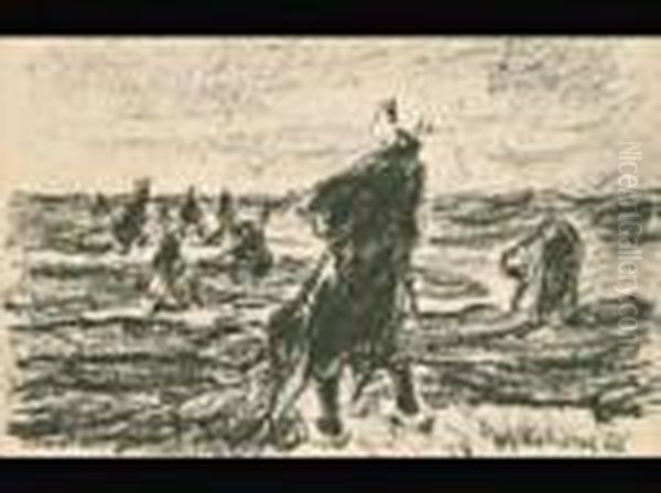 Die Netzflickerinnen Oil Painting by Max Liebermann