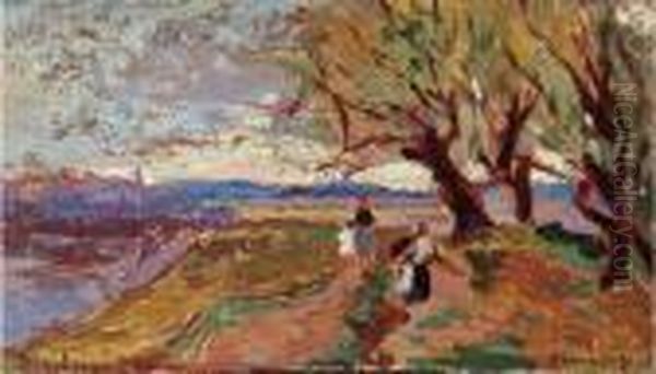 L'arno A Firenze Oil Painting by Ulvi Liegi