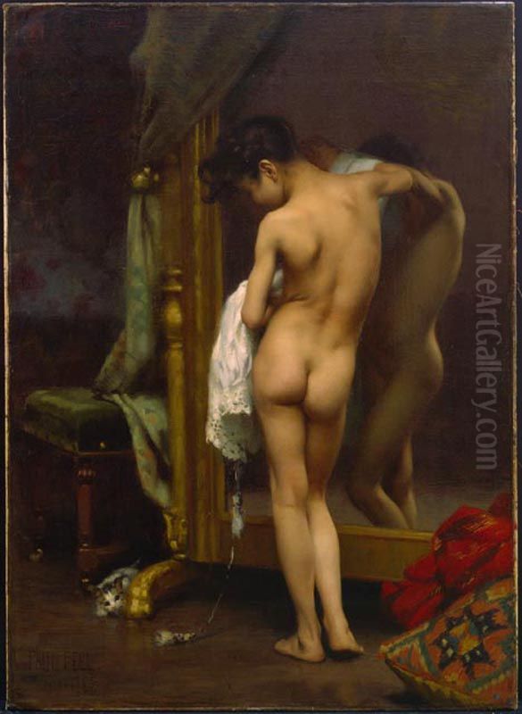 A Venetian Bather Oil Painting by Paul Peel