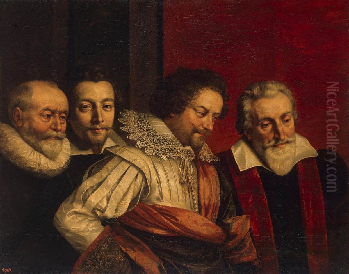 Portrait of Four Members of the Paris Council Oil Painting by Frans Pourbus the younger