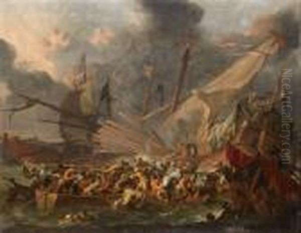 Seeschlacht Zwischen Osmanen Und Christen (lepanto?) Oil Painting by Johannes Lingelbach