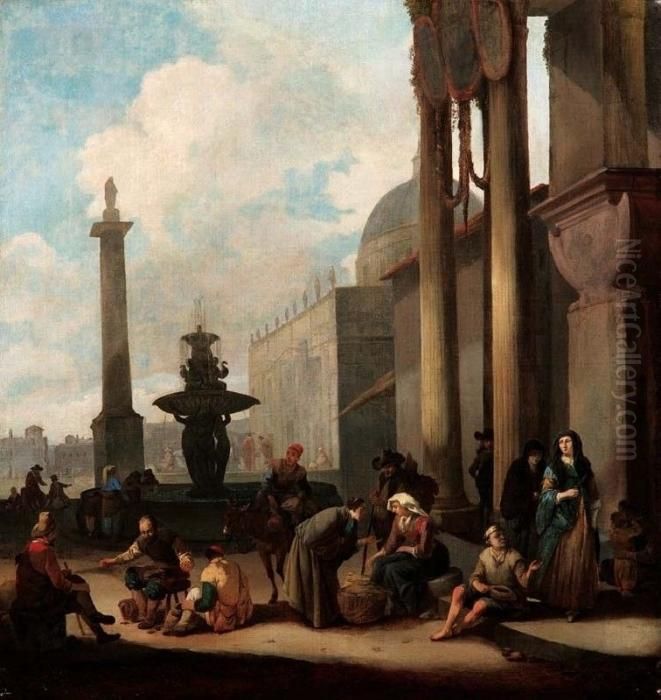 Scena Di Genere A Roma Oil Painting by Johannes Lingelbach