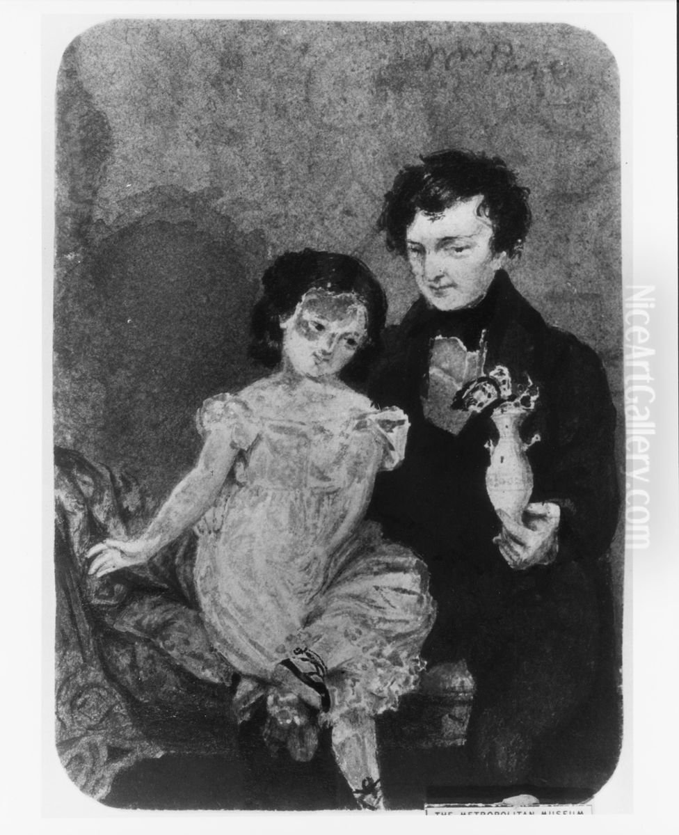 Man and Child (from McGuire Scrapbook) Oil Painting by William Page