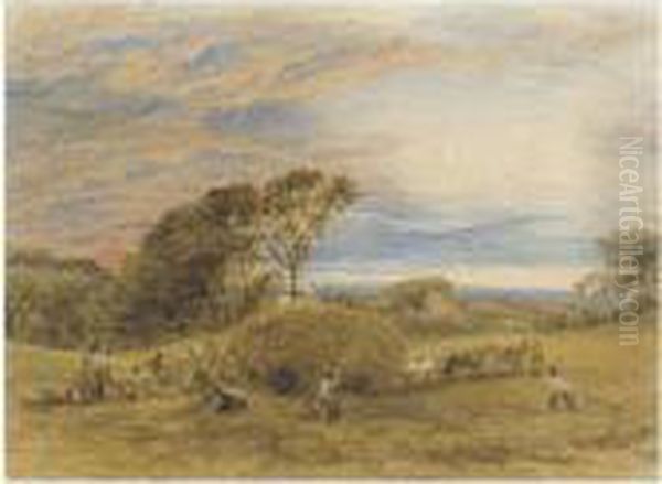 The Harvest Field Oil Painting by John Linnell