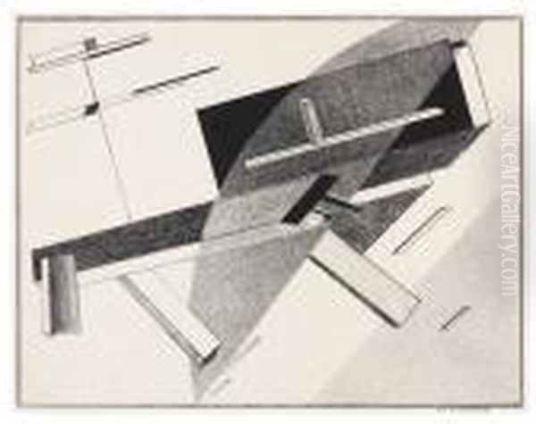Proun B 2 - Lithographie 2 B Oil Painting by Eliezer Markowich Lissitzky