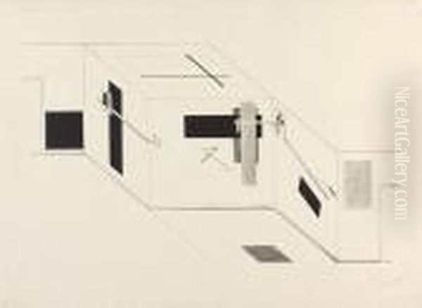 Der Prounenraum - Blatt 5 Der I. Kestnermappe, Proun Oil Painting by Eliezer Markowich Lissitzky