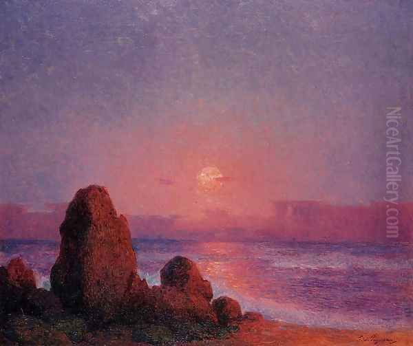 Sunset of the Breton Coast Oil Painting by Ferdinand Loyen Du Puigaudeau