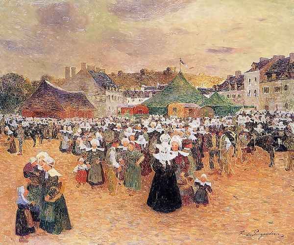 The Fair at Pont-Aven Oil Painting by Ferdinand Loyen Du Puigaudeau
