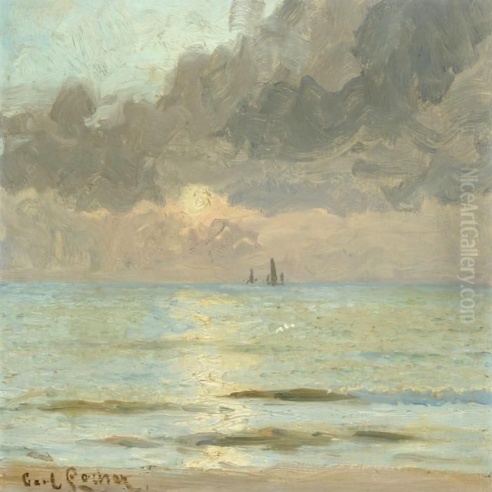 Solopgang I December, Skagen Sonderstrand Oil Painting by Carl Locher