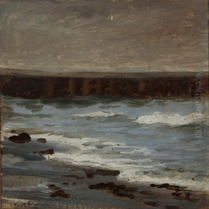 Coastal Scene Oil Painting by Carl Locher