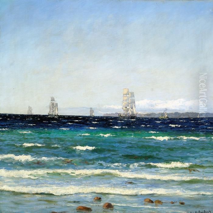 Stranden Ved Hornbaek Oil Painting by Carl Locher