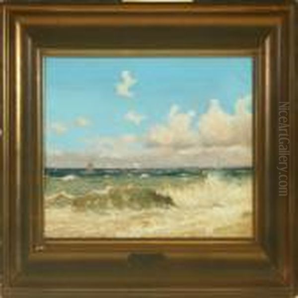 Sailing Ships Along Thecoast Of Skagen Oil Painting by Carl Locher