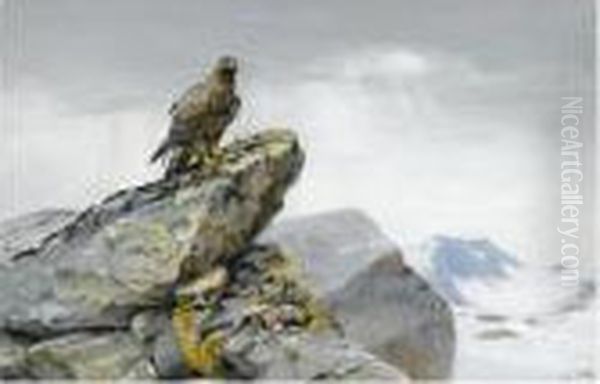 Golden Eagle; Driven Partridge Oil Painting by George Edward Lodge