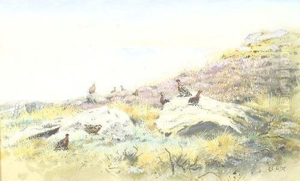 Grouse Oil Painting by George Edward Lodge