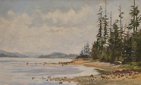 The Lake's Shore. Oil Painting by George Edward Lodge