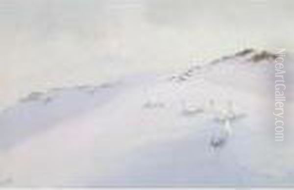 Ptarmigan In The Snow Oil Painting by George Edward Lodge
