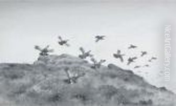 Grouse Rising Oil Painting by George Edward Lodge