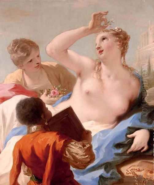 Bathsheba at her toilet Oil Painting by Giovanni Antonio Pellegrini