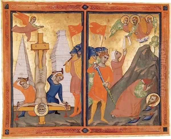 Marlay Cutting IT.83 Martyrdoms of SS. Peter and Paul, by the workshop of Pacino di Buonaguida Oil Painting by Buonaguida Pacino di