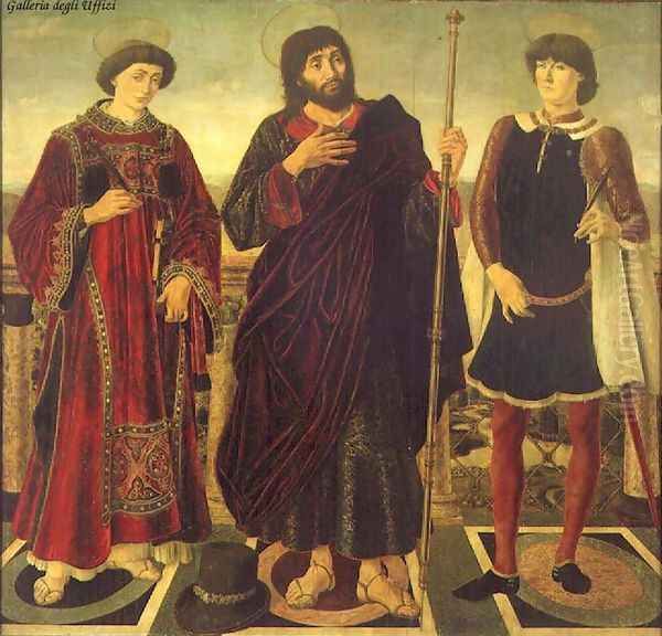 Altarpiece of the SS. Vincent, James and Eustace 1468 Oil Painting by Antonio Pollaiolo