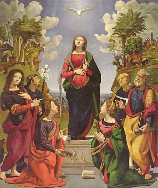 Immaculate Conception and Six Saints Oil Painting by Cosimo Piero di