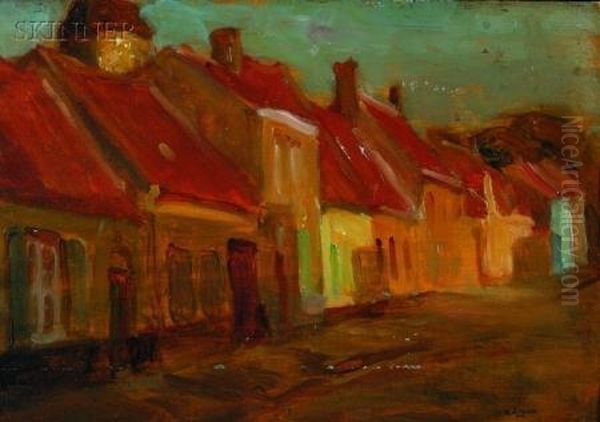 Red Roof Townhouses Oil Painting by Robert Henry Logan