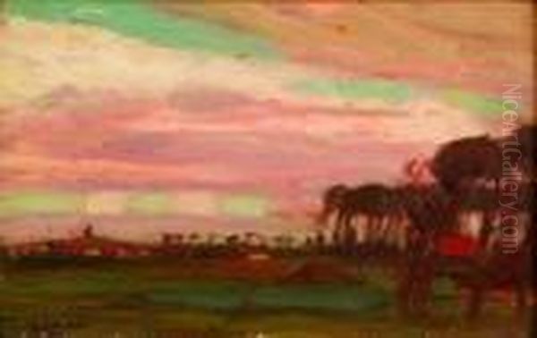 Field And Distant Trees Oil Painting by Robert Henry Logan