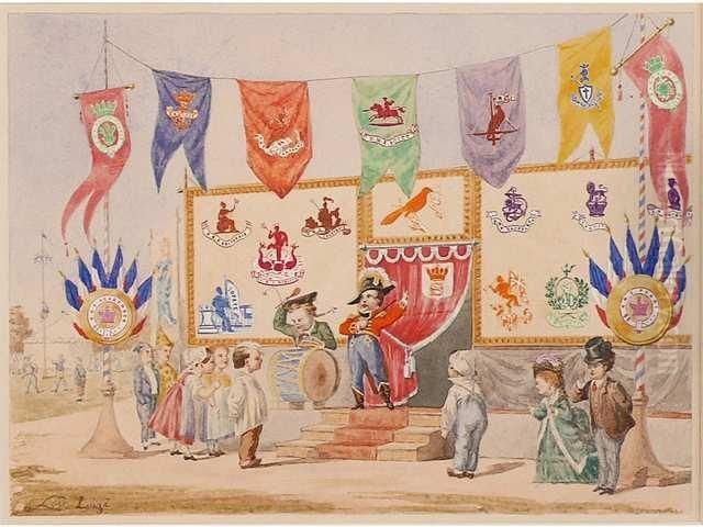 Groupe D Enfants Se Faisant 
Interpeler Devant Une Tribune. Etudepour Une Publicite D Un Fabricant De
 Papiers De Luxe. Aquarelle Etgouache. Vers 1900. 19x27cm Mr Noe Willer 
Incluera Cette uvre Dansle Catalogue Raisonne De L Artiste Oil Painting by Luigi Loir