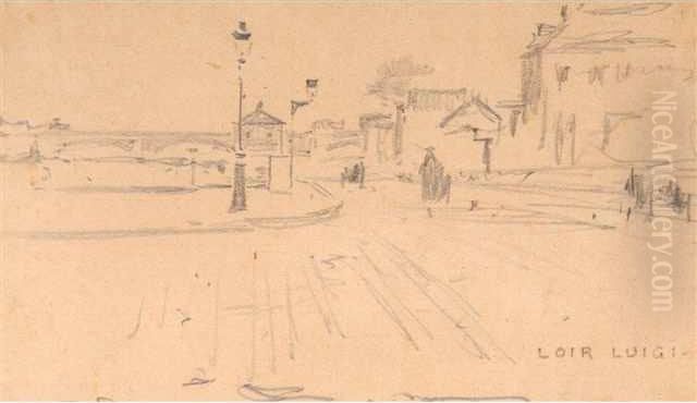 Quais De Seine A Paris Oil Painting by Luigi Loir