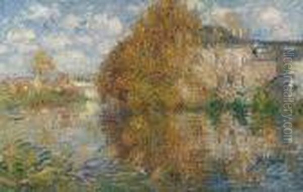 La Maison Cauchois, Bords De L'eure, Automne Oil Painting by Gustave Loiseau