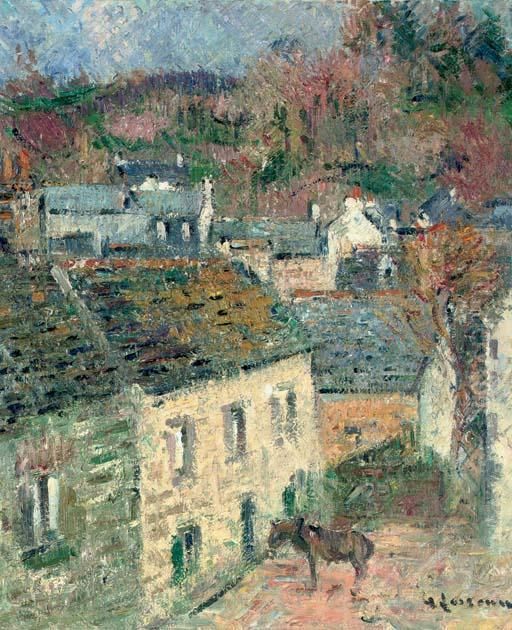 Maisons A Pont-aven (finistere) Oil Painting by Gustave Loiseau