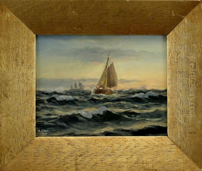 Fischerbootin Ruhiger See Oil Painting by Holger Peter Svane Lubbers